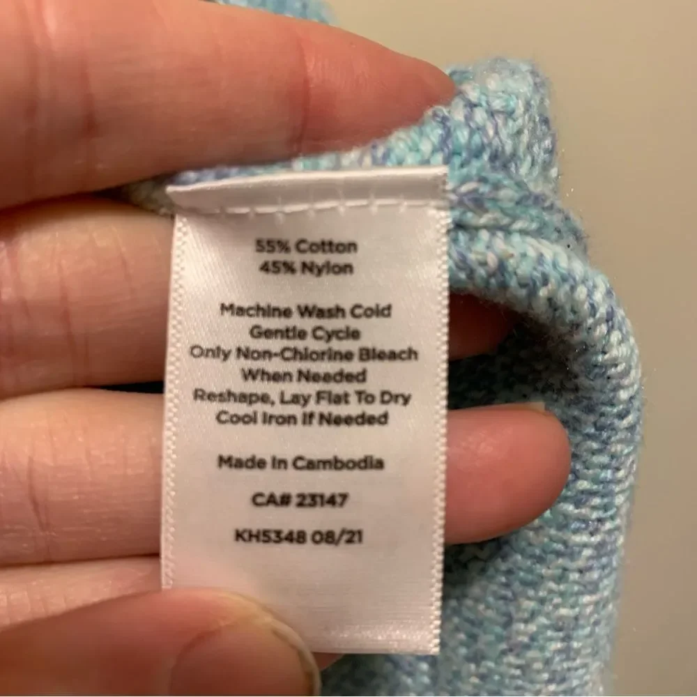 Talbots Honeycomb High Low Mock Neck Sweater blue green size 1x